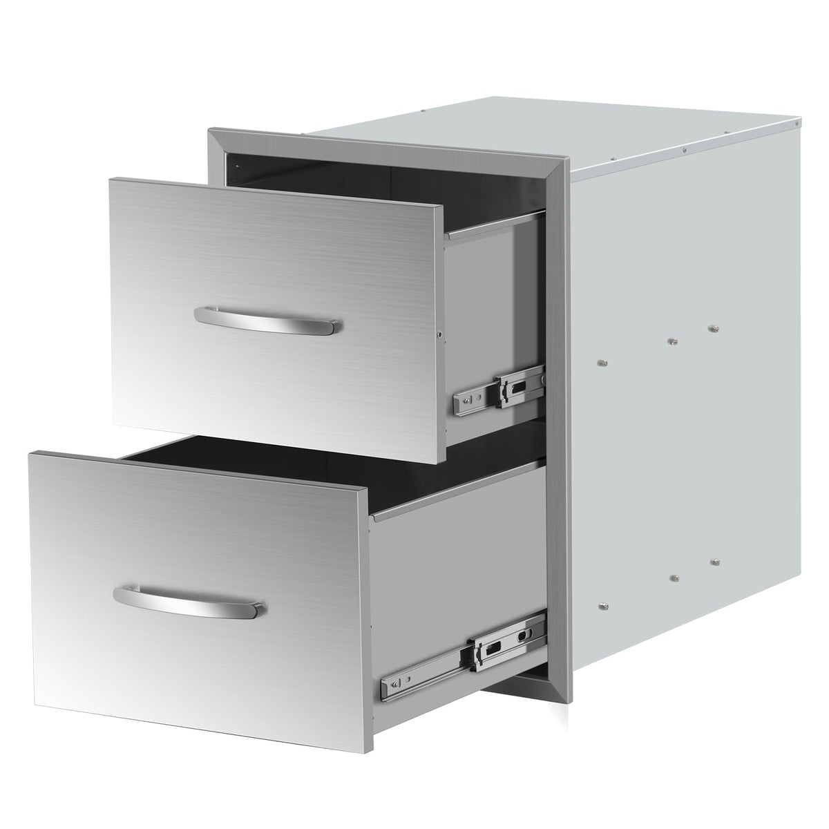 KODOM 18" W x 23" H x 23" D Outdoor Kitchen Double Drawers Stainless Steel Flush Mount BBQ with Handles Access BBQ Island for Outdoor Kitchens or Patio Grill Station