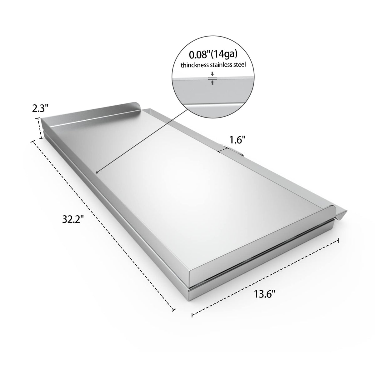 Stanbroil Cast Stainless Steel Replacement Cooking Griddle with Handle for Camp Chef SG60, Fits Camp Chef 14” 2 Burner Stove Cooking System and Other Similar Grills