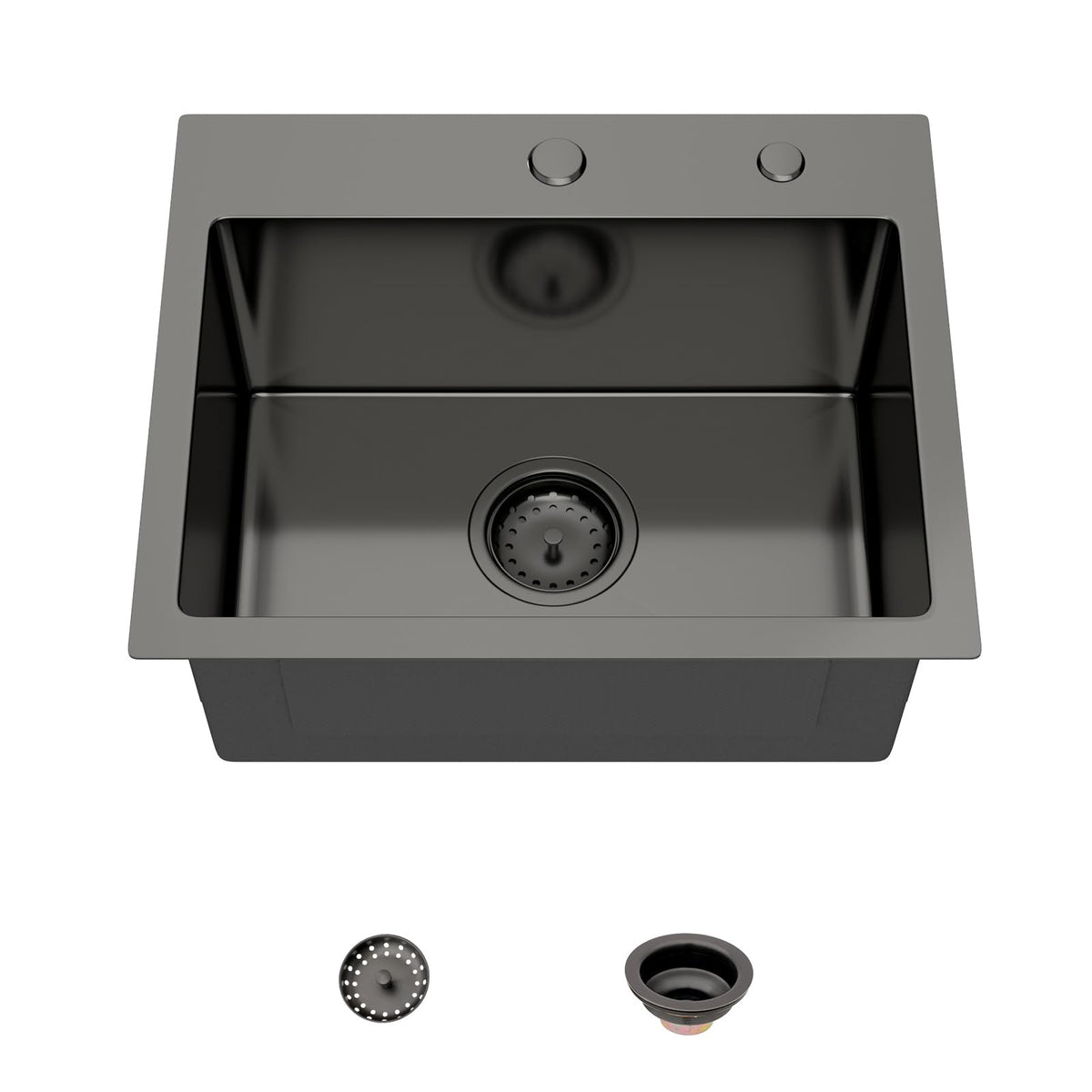 Mocoloo 20 Inch Gunmetal Black Drop in Bar Sink - 20" x 16" Small Kitchen Sink T304 Stainless Steel Handmade Single Bowl Round Corner Topmount Wet Bar Sink for Kitchen Prep & RV