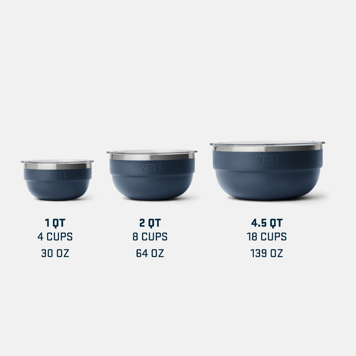 YETI Nestable Standard Food Storage Bowl Set, (1) 1 QT, (1) 2 QT, and (1) 4.5 QT, Cape Taupe