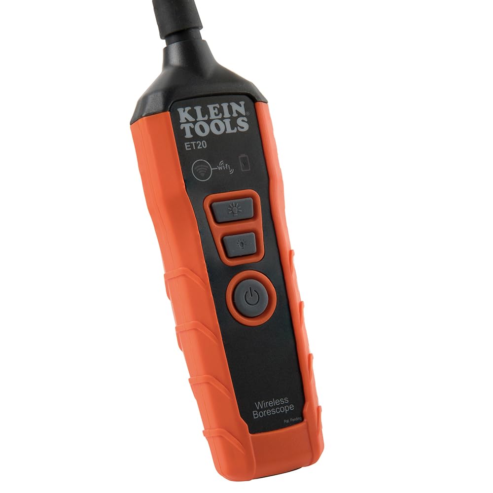 Klein Tools ET20 Wi-Fi Borescope, 9 mm 6-Foot Armored Waterproof Gooseneck Snake, LED Lights, Rechargeable Battery, Endoscope Inspection Camera