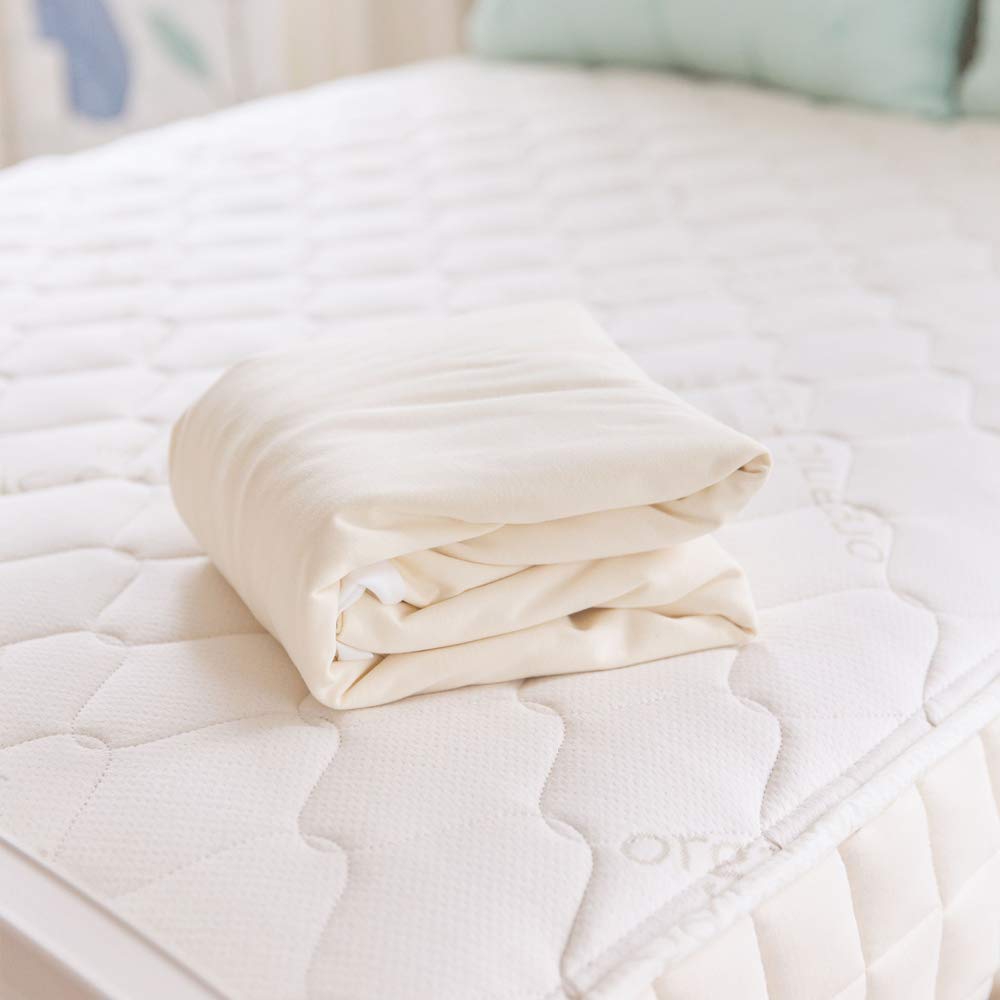 Naturepedic Organic Waterproof Mattress Protector Pad - Washable & Reusable Fitted Stretch Knit Mattress Cover - Highly Absorbent Bed Incontinence Pads - Breathable Cotton Protector for Queen, 9"-16"
