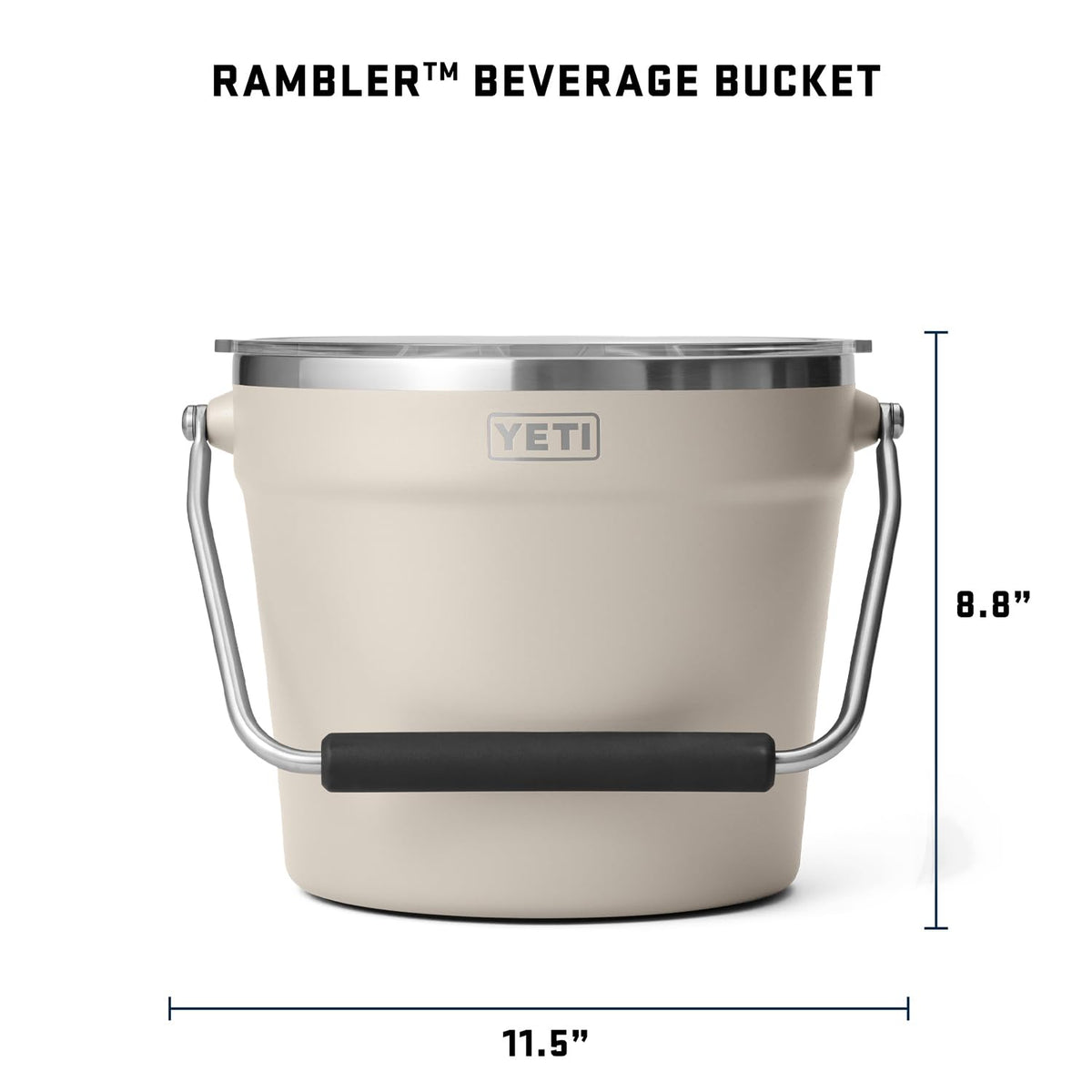 YETI Rambler Beverage Bucket, Double-Wall Vacuum Insulated Ice Bucket with Lid, Cape Taupe