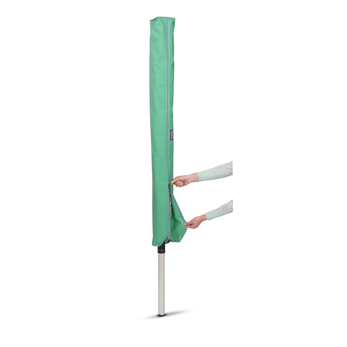 Brabantia Lift-O-Matic Outdoor 4 Arm Clothesline (197 ft/Ø 1.8") Height Adjustable, Folding Clothes Drying Rack + Ground Spike & Cover (Gray)