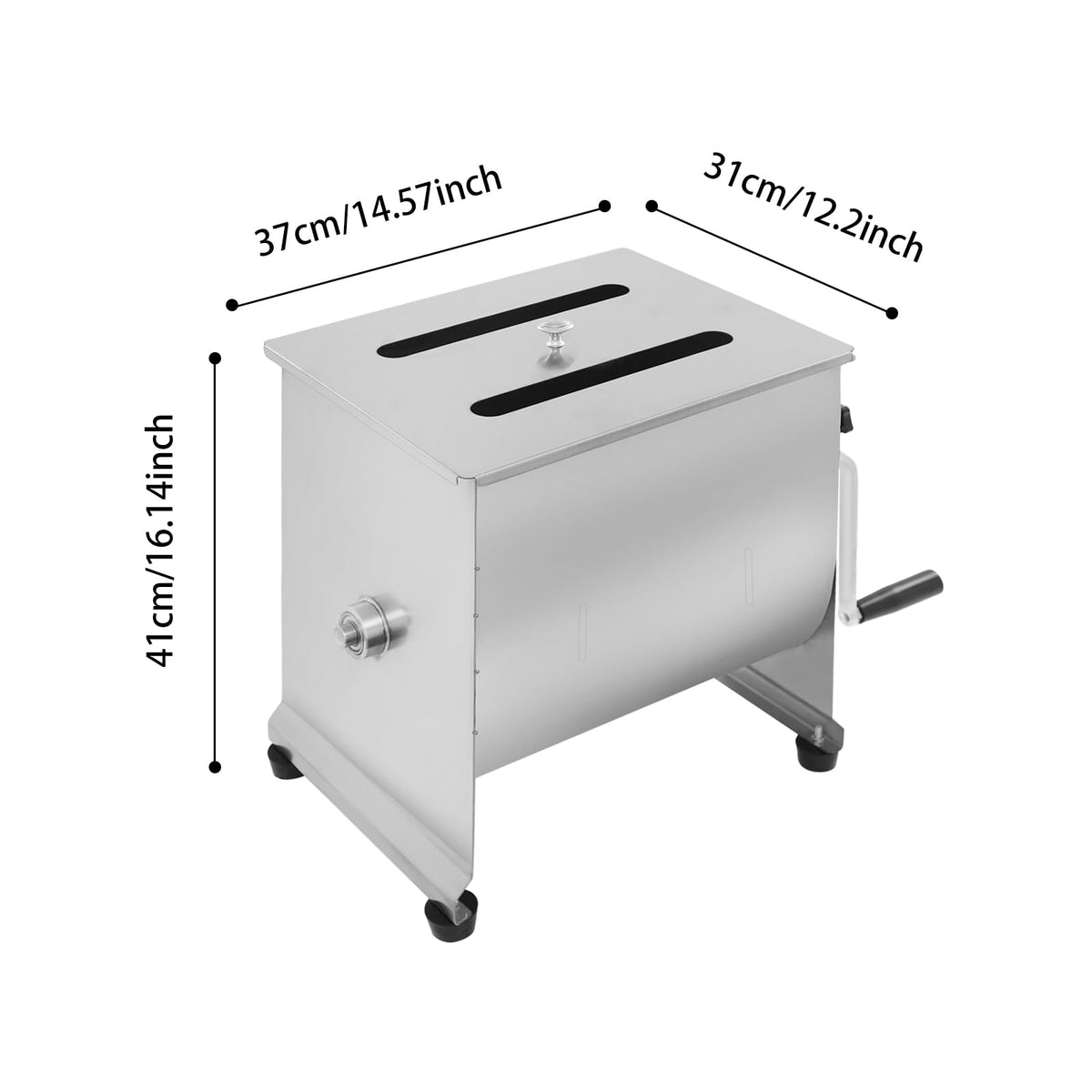 Commercial Manual Meat Mixer with Lid, Stainless Steel Fixed 44lbs Tank Hand Meat Mixer Tool for Sausage
