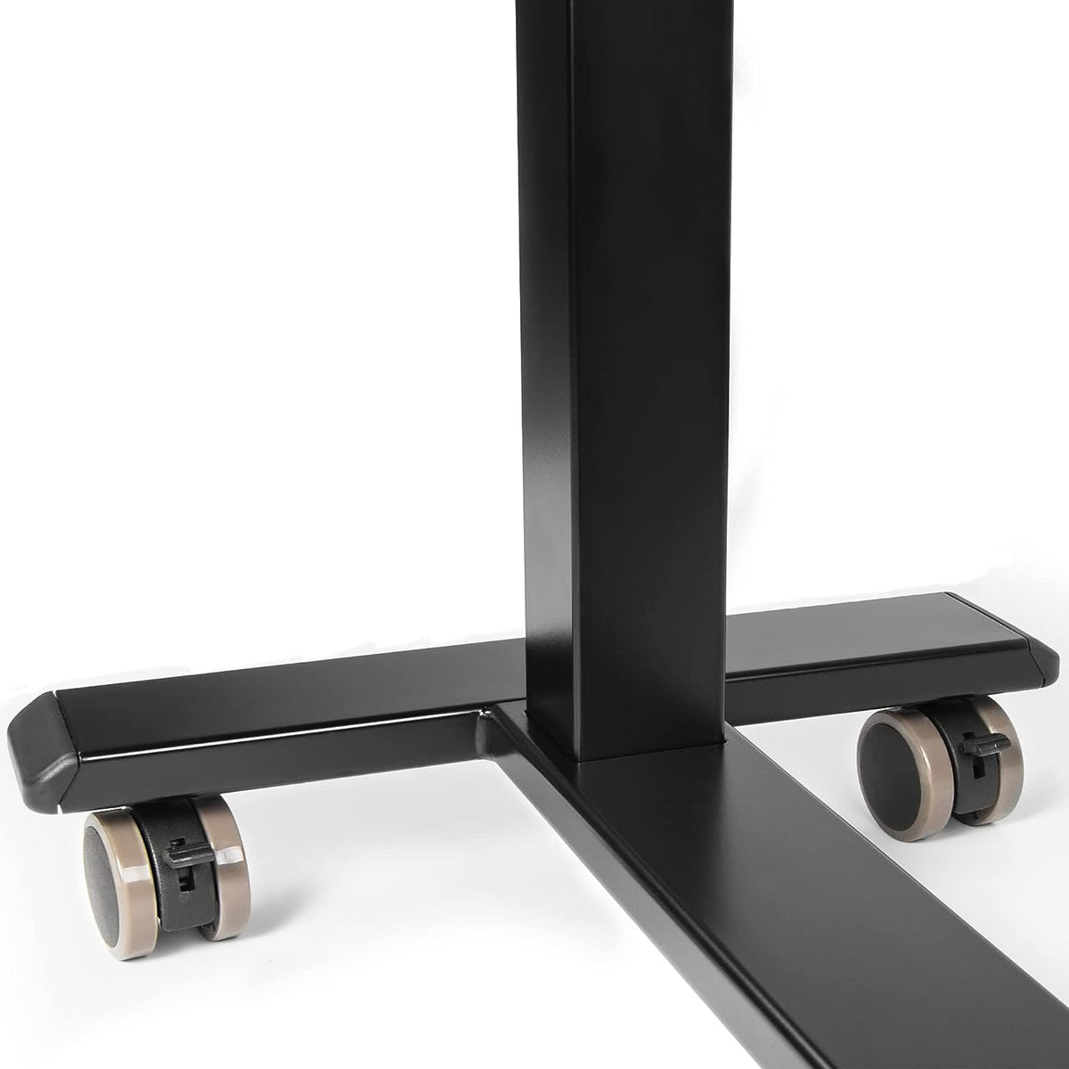 Vaunn Medical Electric Overbed Table Bedside Height Adjustable Table with Wheels (Electric-Powered, Hospital and Home Use) - Brown (Organic Modern)