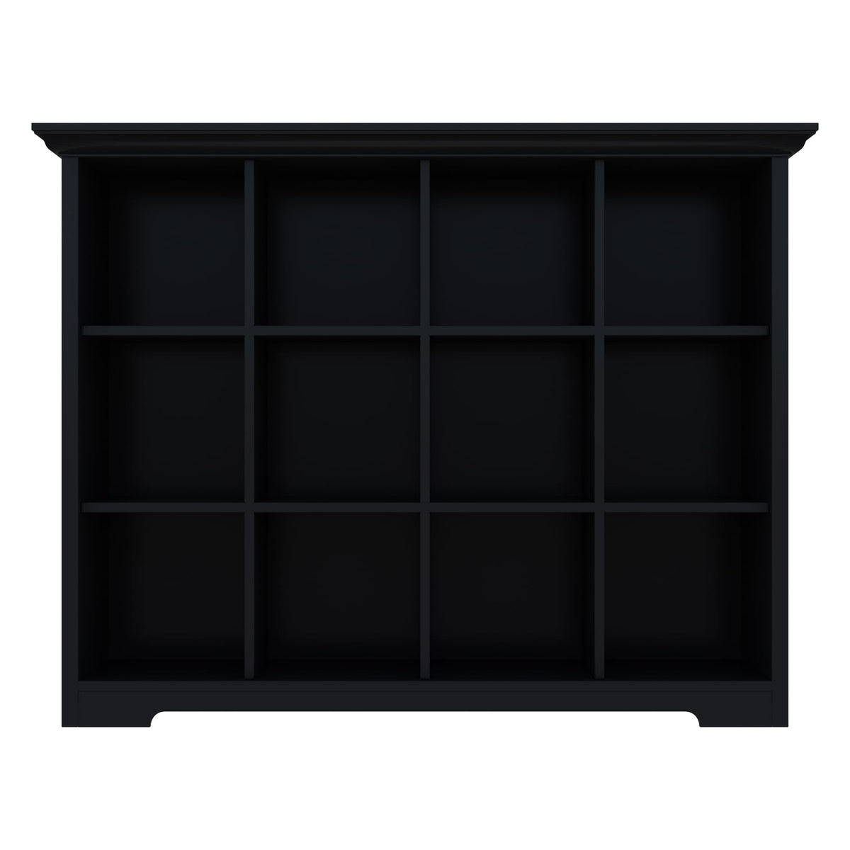 OSCHF Cube Storage Bookcase with Base - Wooden 3 Tiers Floor Standing Open Shelf Cabinet for Home and Office, 12-Cube Lattice Bookshelf, Black