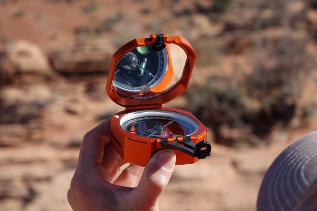 Brunton Standard Transit Azimuth Orange + Map Multi-Tool Card, Professional Geology & Field Mapping Bundle