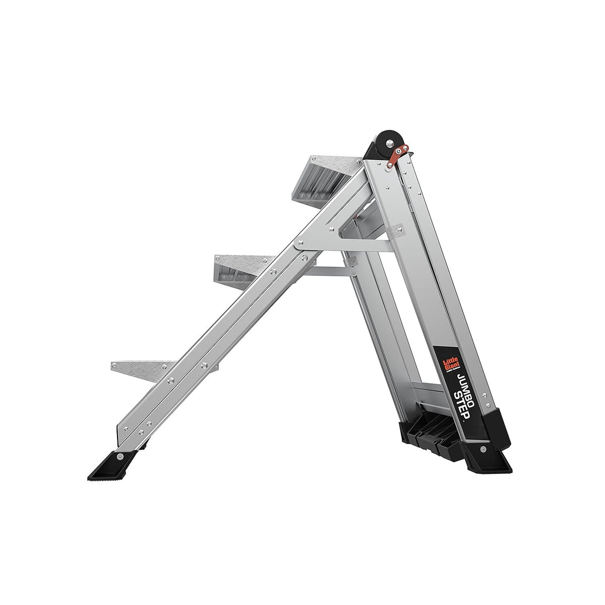 Little Giant Ladders Jumbo Step Stool with Handrail, 3-Step, Lightweight, Aluminum, 375 lb Load Capacity, Type 1AA, 8.7-Ft Reach Height, with Tool Tray, Platform Steps (11903)