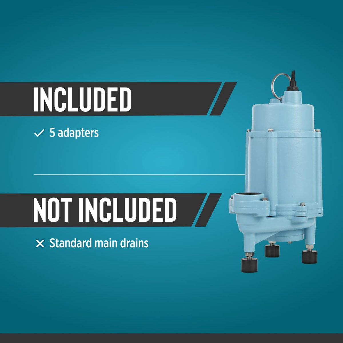 Little Giant 16G-M151-20 1 HP, 52 GPM, 1 Phase, 115 Volt, Manual Cast Iron Submersible Grinder Pump with 20-Ft. Cord, Blue, 509809