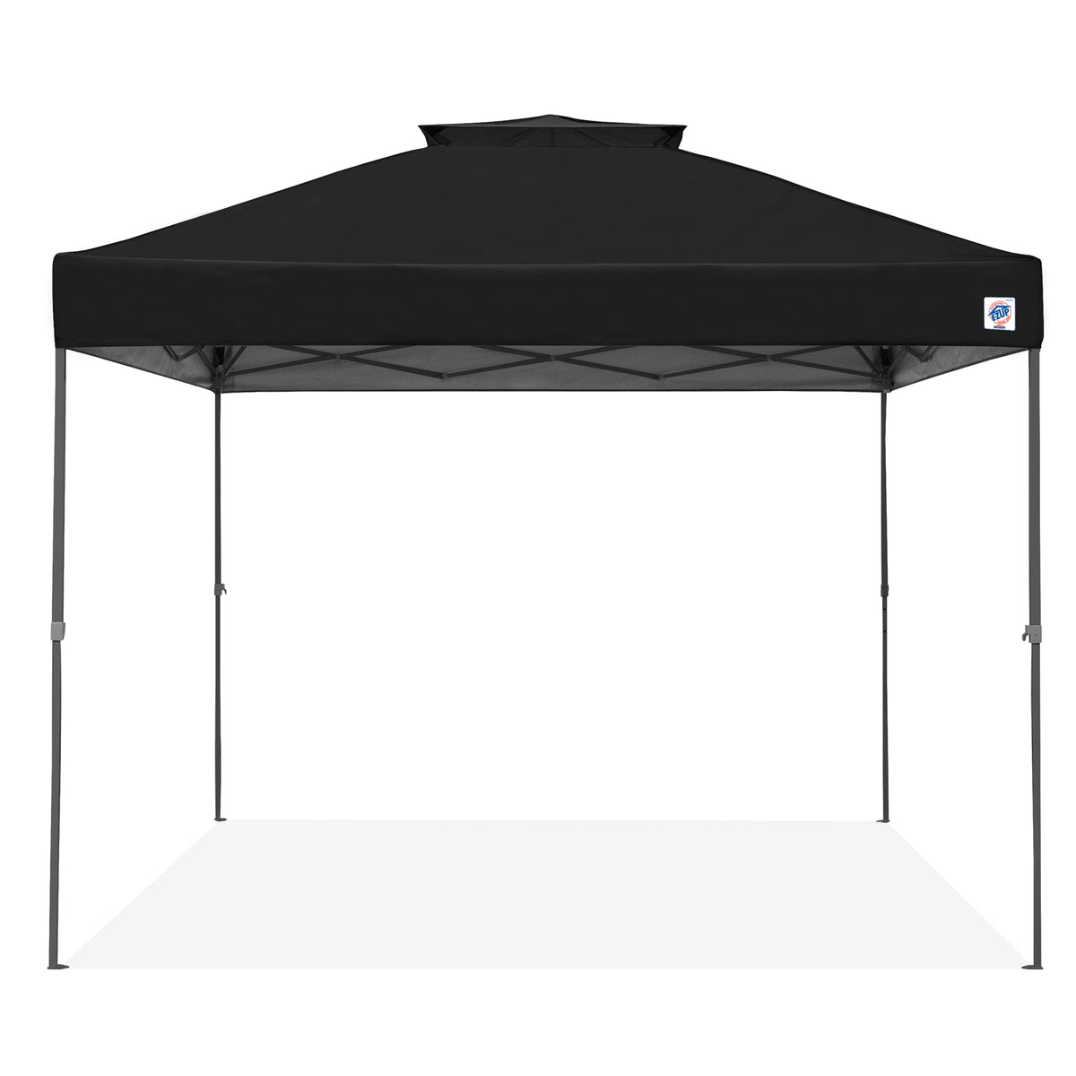 E-Z UP Patriot ONE-UP Technology Vented Shelter, 10' x 10', Black Top, Grey Frame