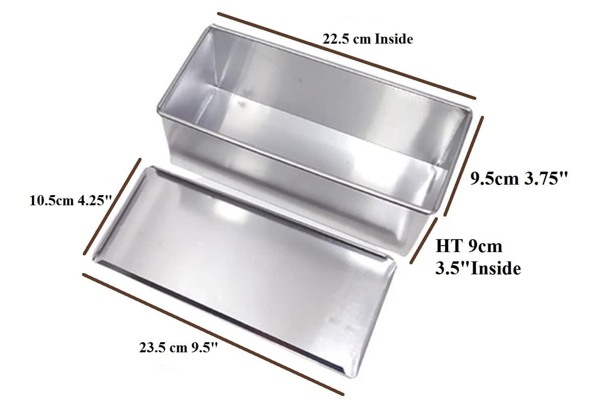 BAKERS PARDISE Loaf Pan with Tin Lid 1.1LB Dough Capacity Bread Loaf Pans Aluminium Bread Mold Baking Non-Stick Bread Container Toast Mold for Bakeware Ovenware - Kitchen & Bakery Use (9X3.75X3.5)