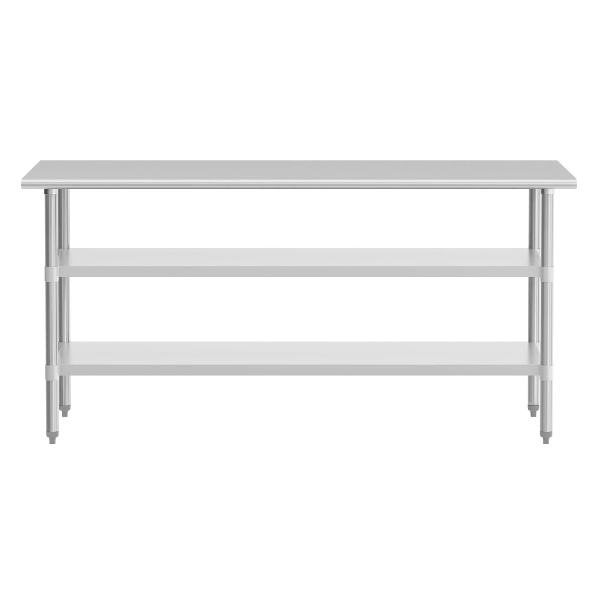 Flash Furniture Stainless Steel 18 Gauge Work Table with 2 Undershelves - 72" W x 30" D x 34.5" H, NSF
