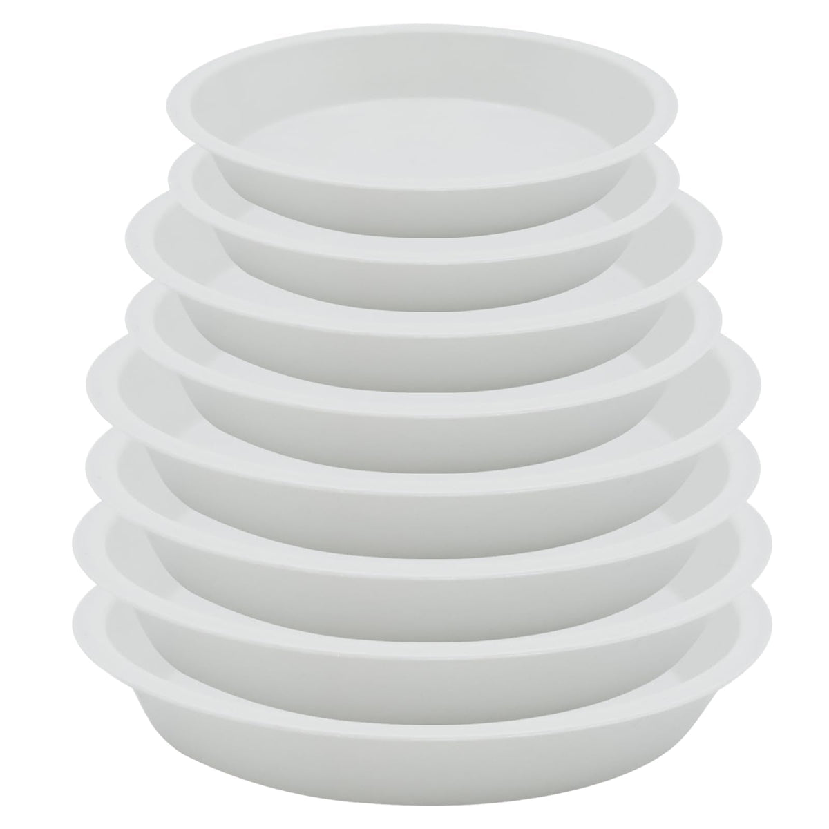 JAKOUE 4 Size Round Plant Saucer,8 Pack Pant Pot Trays, Plant Saucers for Indoors and Outdoors, Seed Starting Tray, Growing Trays,White（4",5",6",8"）