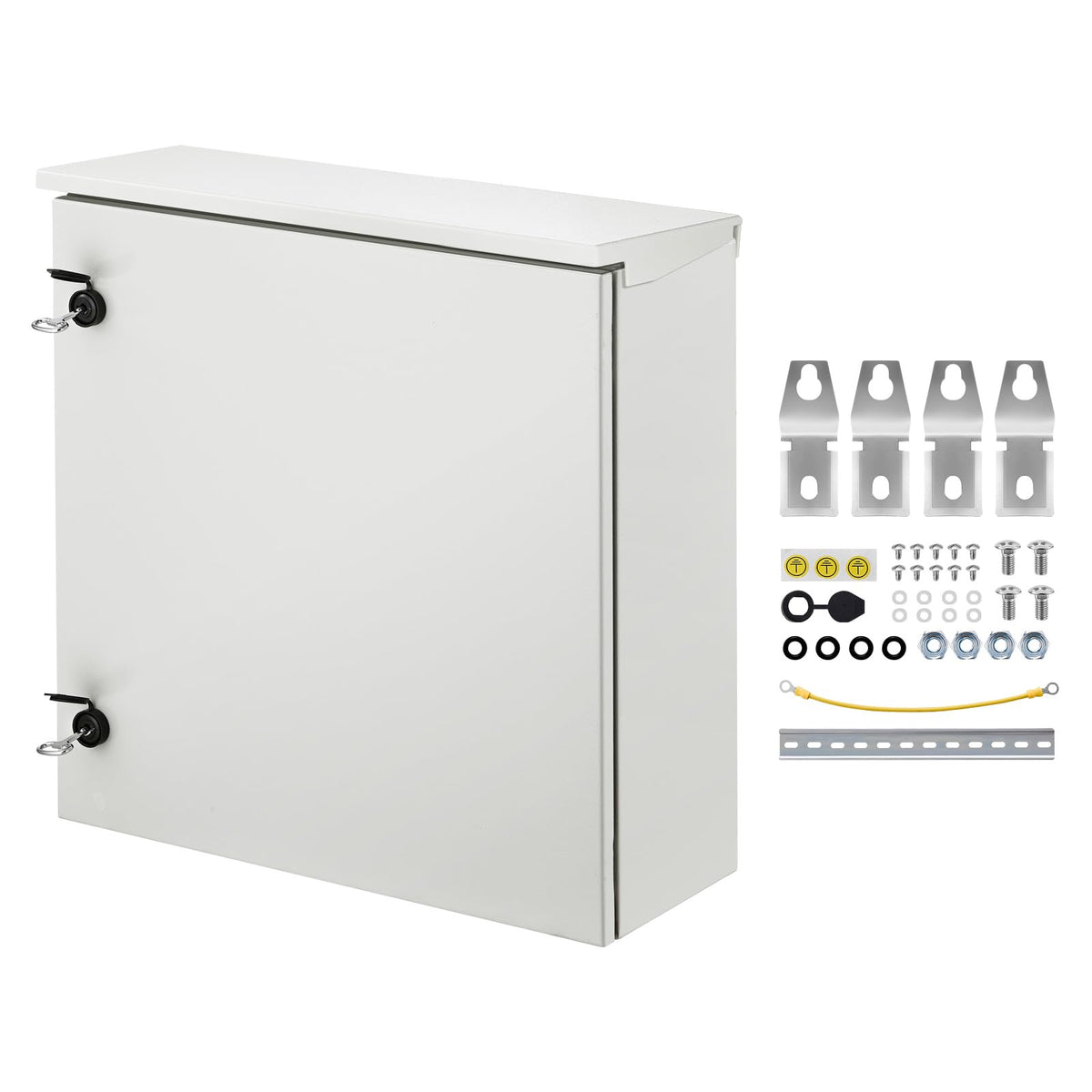 VEVOR Electrical Enclosure, 24'' x 24'' x 8'', NEMA 4 Outdoor Enclosure, IP65 Waterproof & Dustproof Cold-Rolled Carbon Steel Hinged Junction Box for Outdoor Indoor Use, with Rain Hood