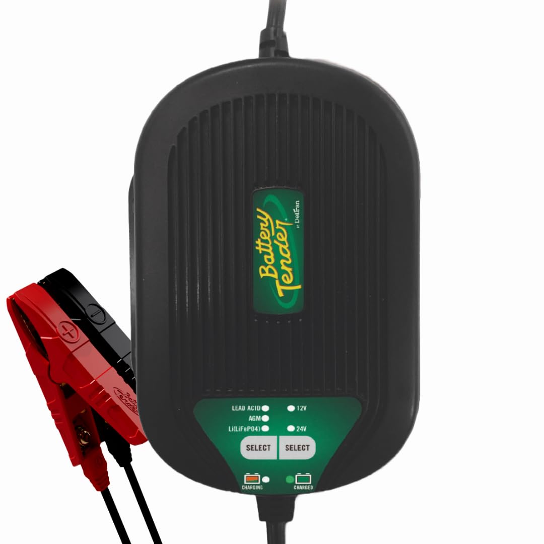 Battery Tender 5 AMP Selectable 12V / 24V Battery Charger and Maintainer - Switchable 5 AMP / 2.5 AMP Onboard Marine for Boat Watercraft - Screw Mountable Heavy Duty Weather Resistant - 022-0258-DL-WH