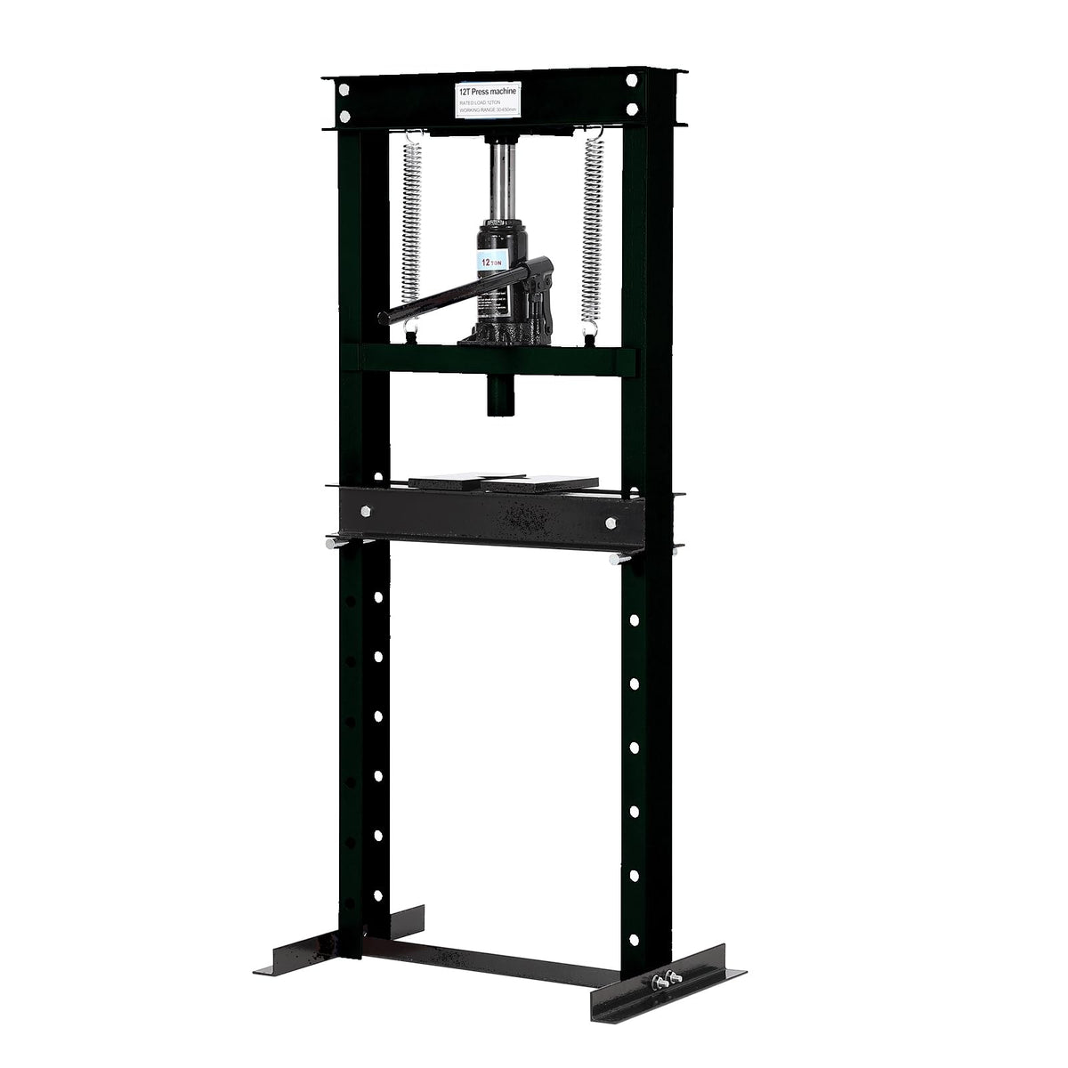 12T Hydraulic Press, Heavy Duty H-Frame Garage Floor Hydraulic Shop Press with Press Plates, Adjustable Working Table Height, for Auto Repair, Black