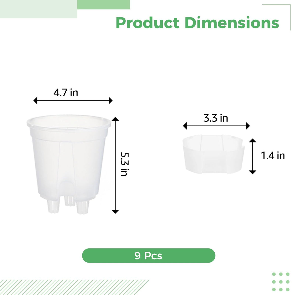 OMISTAR 9 PCS Self-Watering Pot with Reservoir, Clear Plastic Plant Pots with Air and Drainage Holes, Indoor and Outdoor Flower Planters for Home Office, Healthy Root Growth