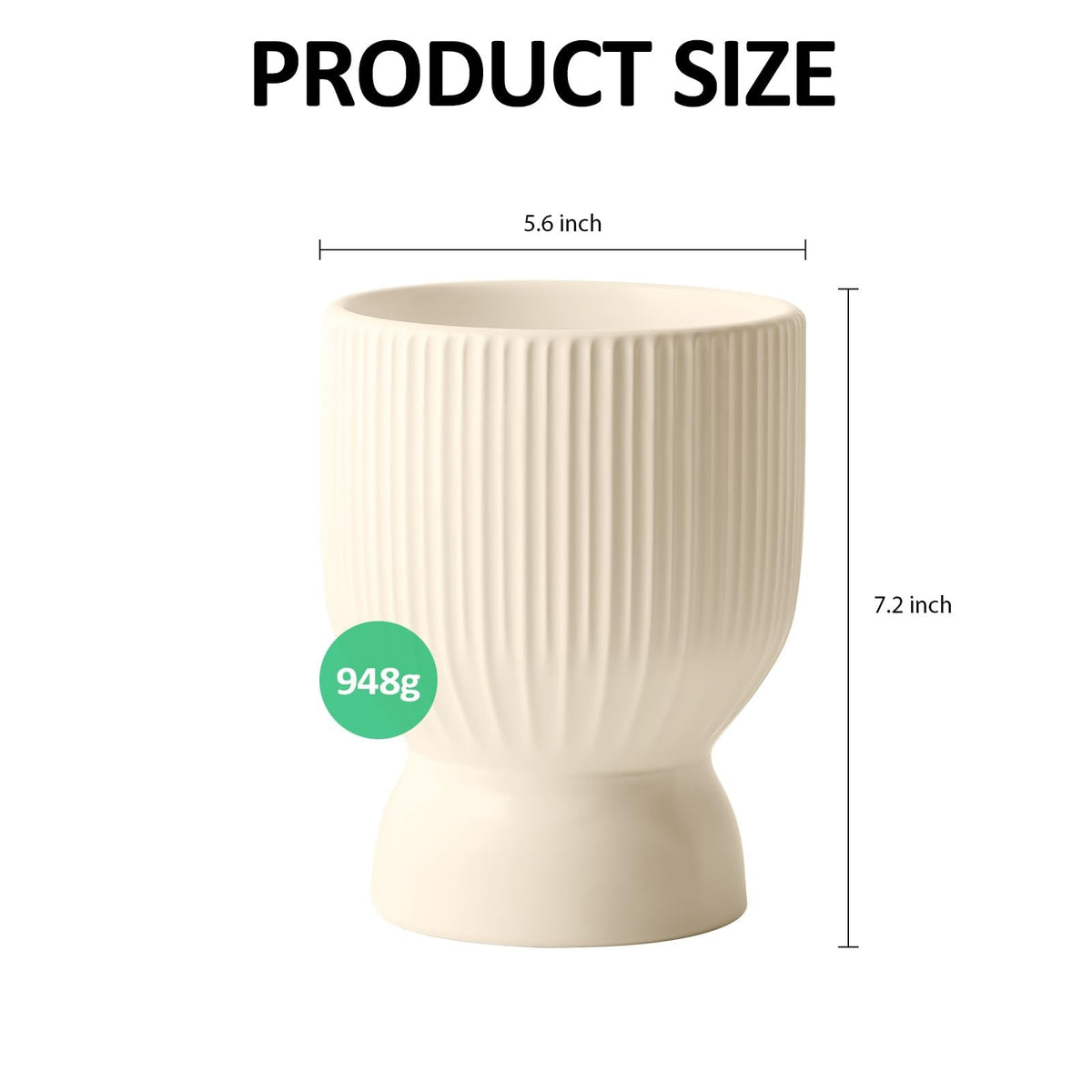 OXART 5.6 Inch Plant Pot, Ceramic Planters for Indoor Plants, Large Indoor Plant Pot with Drainage Holes, Flower Pots, Decorative Pots for Flowers & Herbs, Yellow