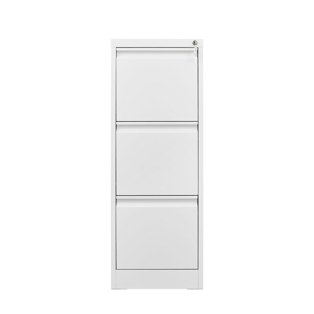 GarveeHome 3 Drawer Vertical File Cabinet with Lock, White Metal Filing Cabinet with Drawers for Home Office, Lockable Storage Cabinet Hanging Letter Size/Legal Files