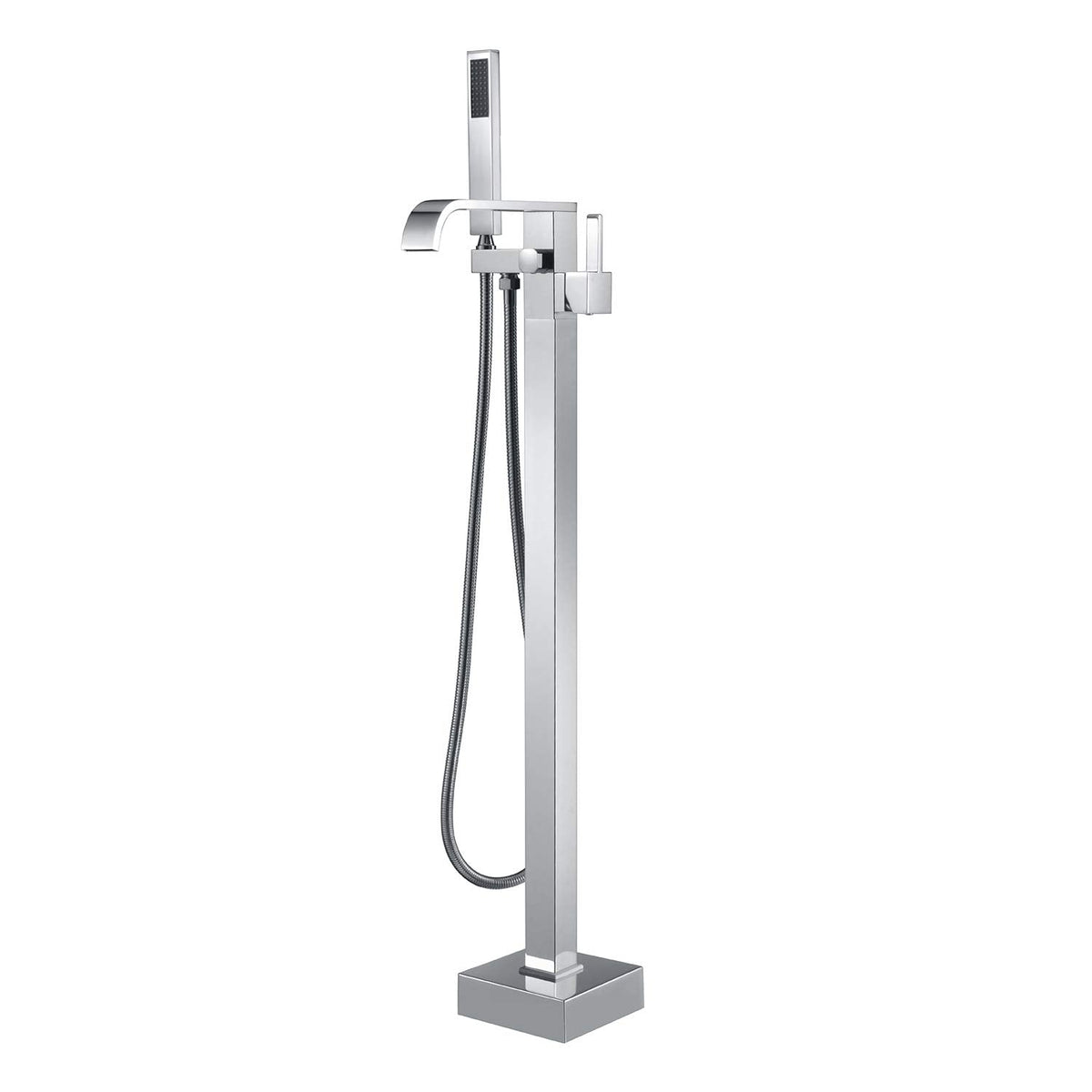 Artiqua Freestanding Bathtub Faucet Tub Filler Faucets Chrome Floor Mount Brass Single Handle with Hand Shower