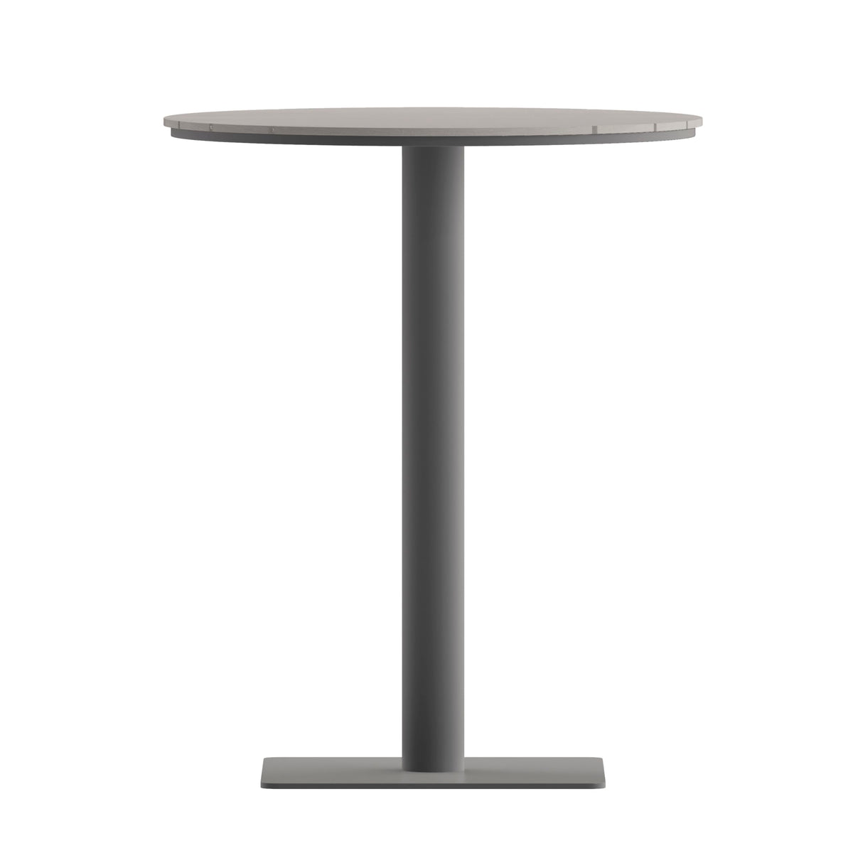 Flash Furniture Finch Commercial Grade Round 24" Table with Faux Teak Poly Slats and Steel Frame, Gray/Gray