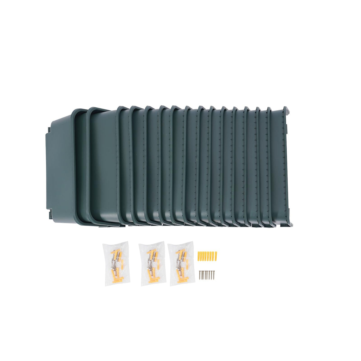 Liffshsy Vertical Wall Planter, Wall-Mounted Living Garden Planter with 16 Plastic Pots Stackable Wall Hanging Flower Pot Clasp Design for Vegetables Flowers (Army Green 16)