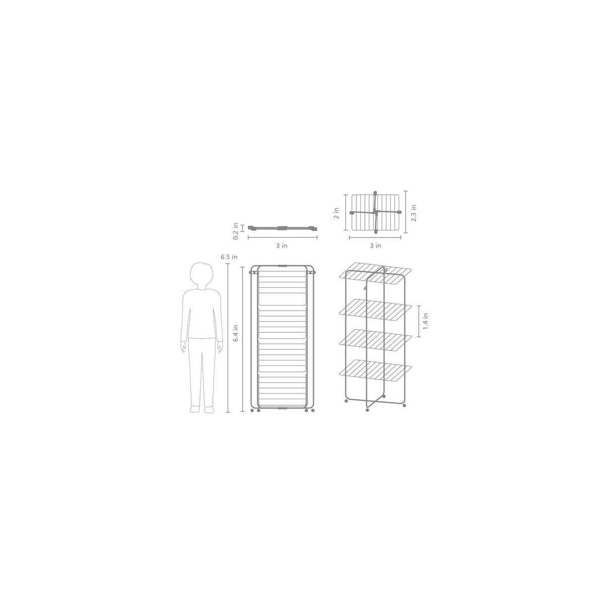 Brabantia HangOn Tower Clothes Drying Rack with Wheels | 98ft (30m) | White | Tall 3-Tier Indoor Clothes Airer with Adjustable Shelves for Towels, Folds Flat to Save Space | Fits 3 Full Loads