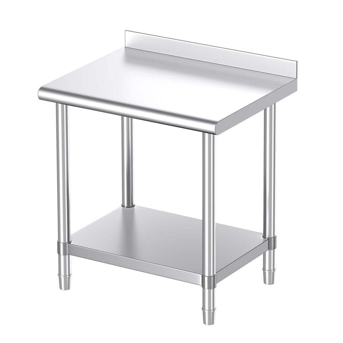 Mioleu Stainless Steel Table, 30 x 24 Inches Commercial Metal Prep & Work Table with Backsplash and Adjustable Undershelf for Kitchen Restaurant Home Garage Warehouse