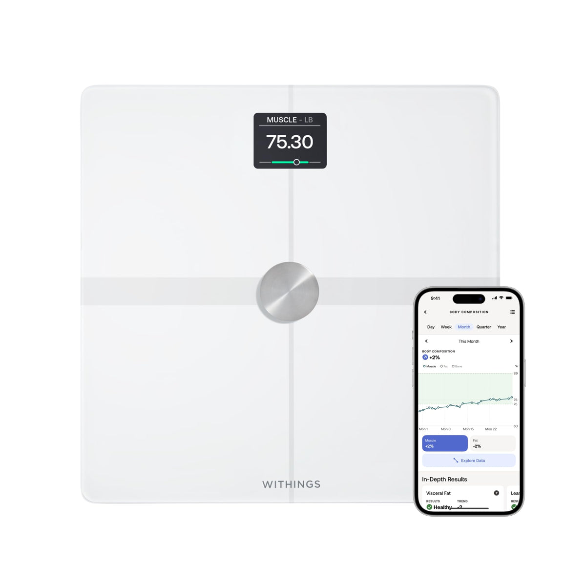WITHINGS Body Smart - Accurate Scale for Body Weight and Fat Percentage, Body Composition Wi-Fi and Bluetooth Weight Scale, Baby Weight Scale, Smart Scale Apple Health Compatible, Bathroom Scale