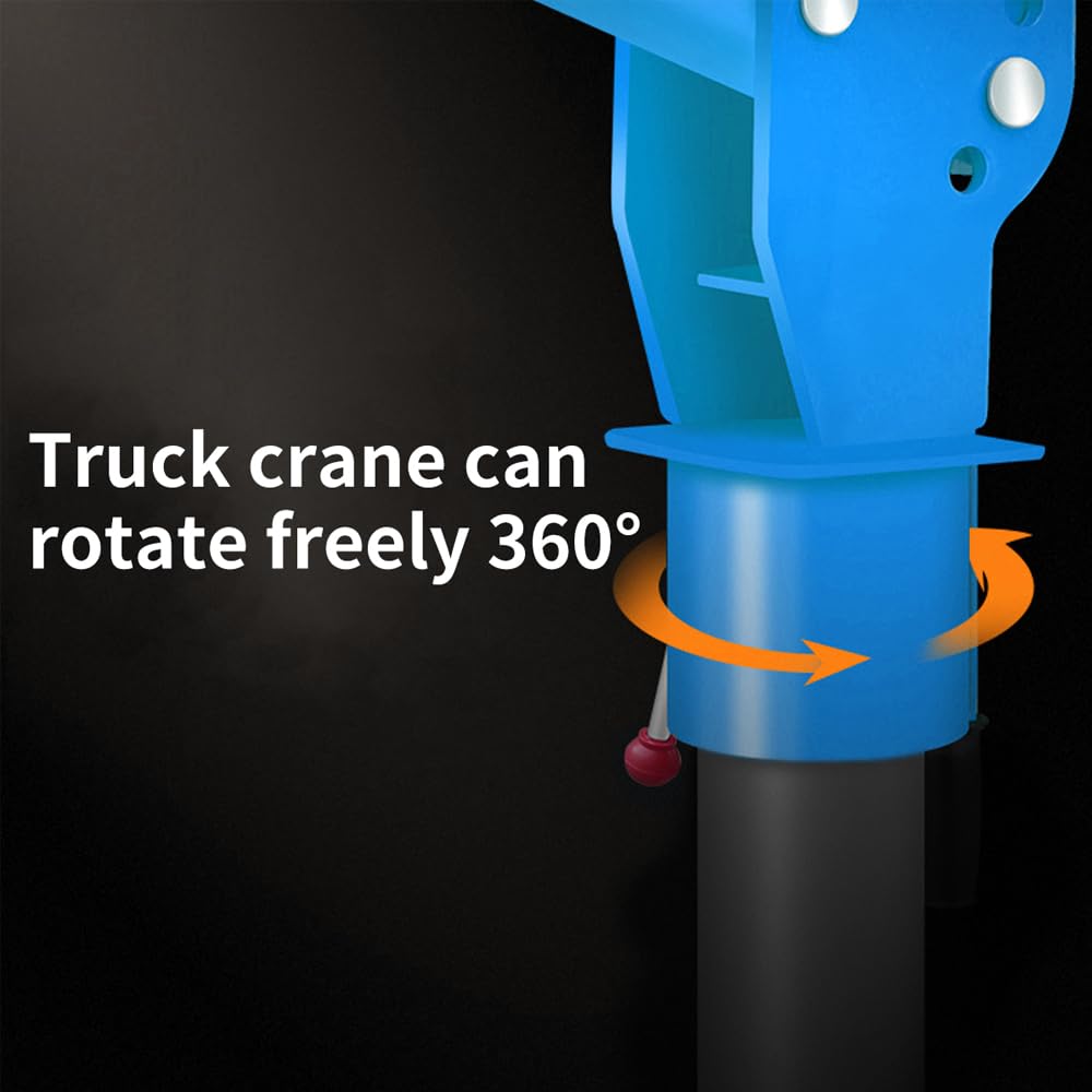 Pismire 1100lb Folding Truck Jib Crane with 3500lb 12V Electric Winch - 360° Swivel, Dual Remote (Infrared + Wired), Painted Steel for Pickup Trucks，Blue