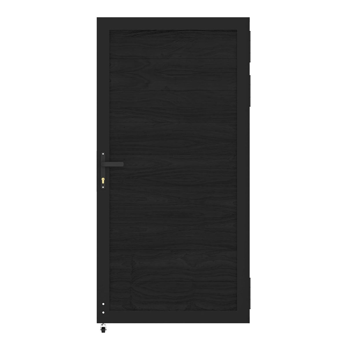 Treslam Wood Plastic Privacy Fence Gate 6ft(H) x 3ft(W), Metal Frame with Knob Kits, Durable Composite Outdoor Gate,Black