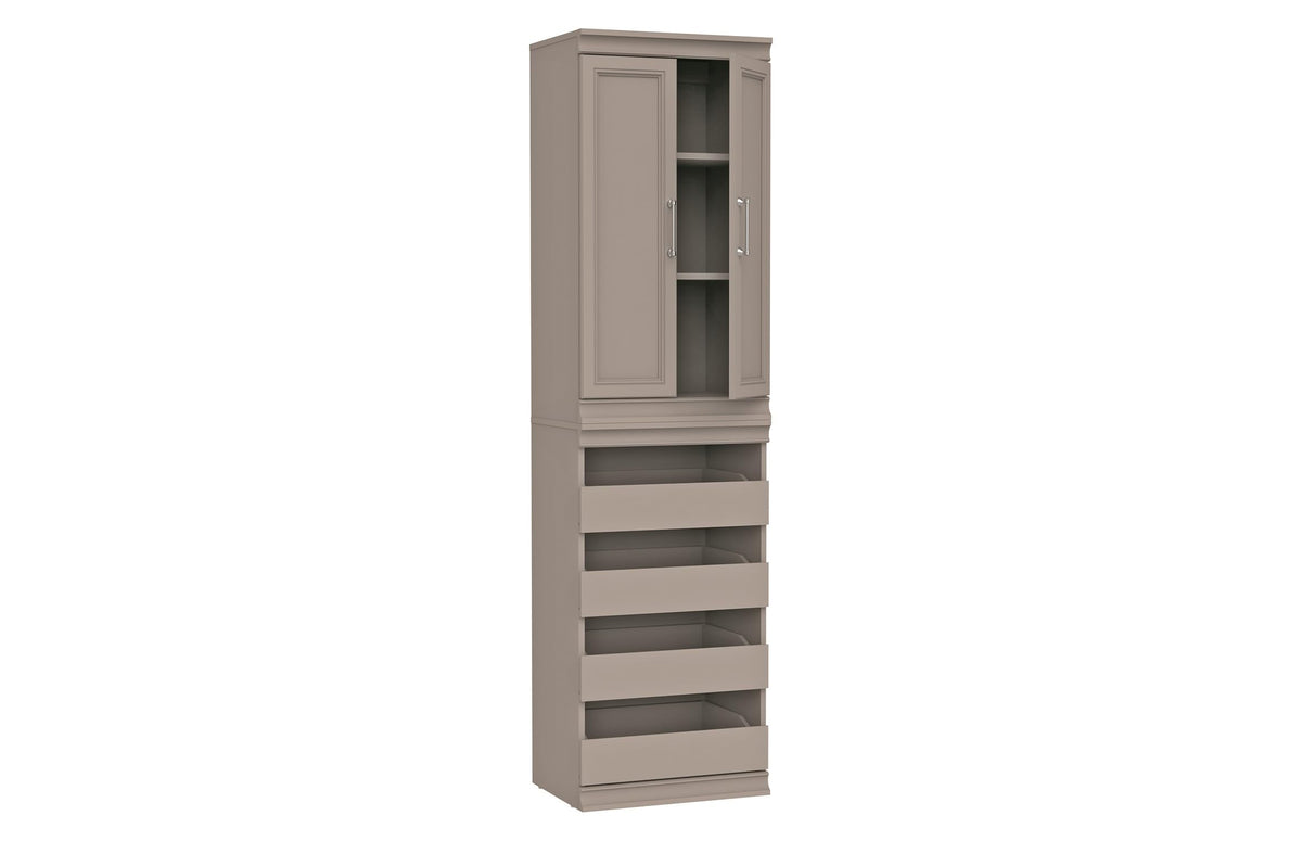 ClosetMaid Modular Storage 21.38-inch W 3-Shelf 4-Drawer Tower Wood Closet System, Smoky Taupe