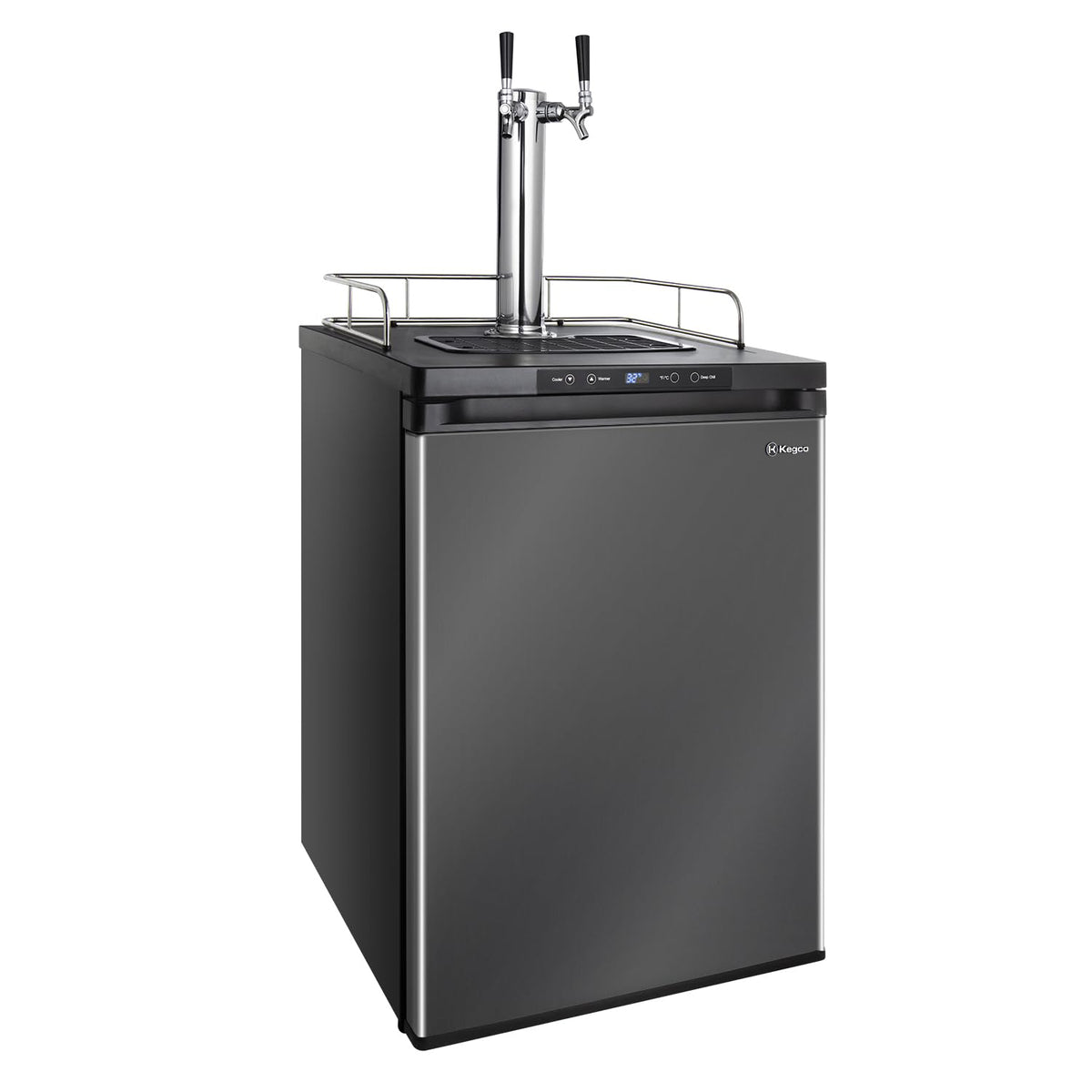 Kegco 3PK309X-2 24″ Dual-Tap Digital Homebrew Kegerator – Stainless Steel Draft Beer Refrigerator, Converts to Fridge