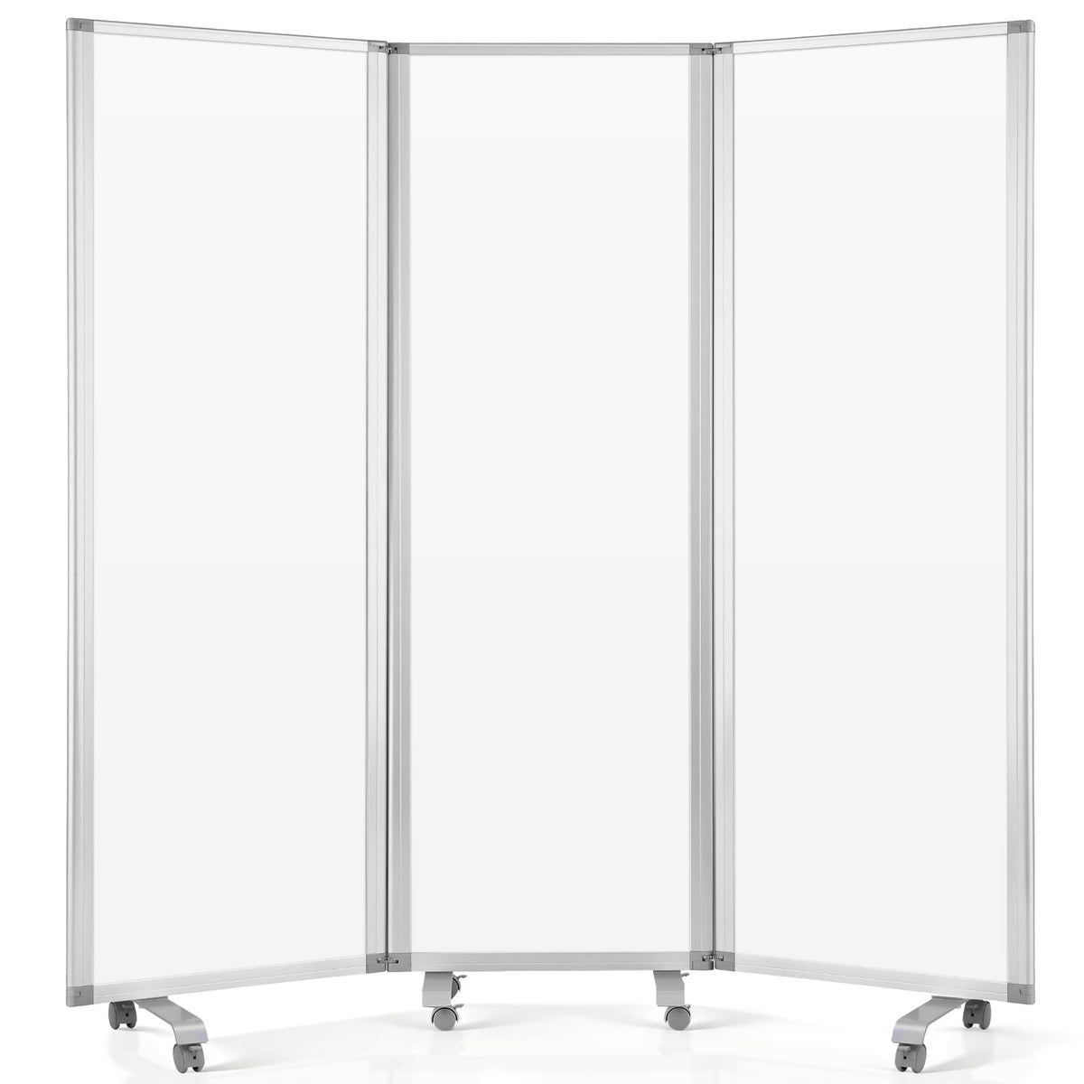 MAKELLO Portable Office Partitions 71" H x 71" W, Freestanding Office Dividers Partition Wall for Room, 3-Panel Trifold Privacy Panel, Magnetic Whiteboard, Aluminum Frame