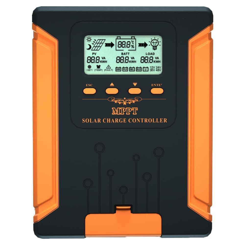 SolaMr Updated 60A 180V MPPT Solar Charge Controller 12V/24V/36V/48V, LCD Screen Solar Panel Controller for Gel Sealed Flooded and Lithium LiFePO4(CM60A)