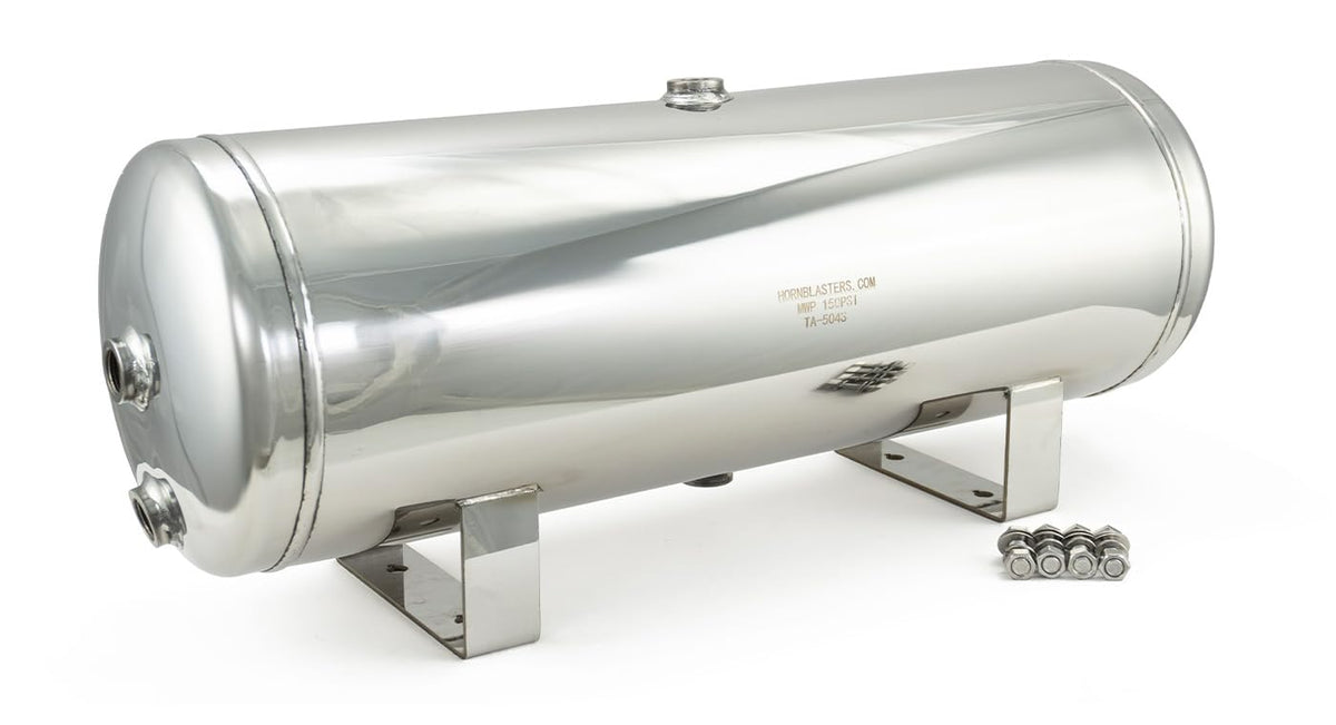 HornBlasters Stainless Steel 5-Gallon (19 Liters) 6 Port Air Tank - (Four 1/2" Ports & Two 1/4" Ports)