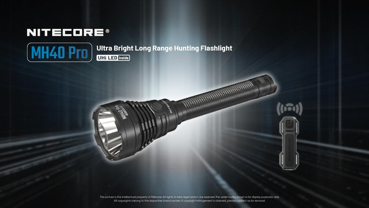 EdisonBright Nitecore MH40 Pro 3500 Lumen Long Throw ong Run-time Flashlight with USB-C Rechargeable Battery, Wireless Pressure Switch with EBR Charging Cable