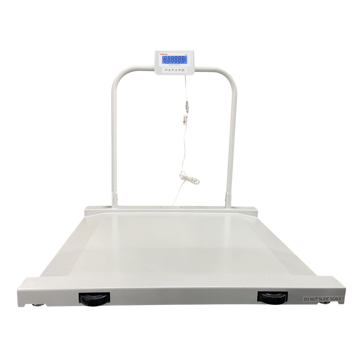 VisionTechShop MVW1 Heavy Duty Wheelchair Scale Platform 1000lb x 0.5lb / 500kg x 0.2kg, Intergrated Foldable Handle and Wheels for Easy Portability, Large LCD Display with Backlight - 1 Piece