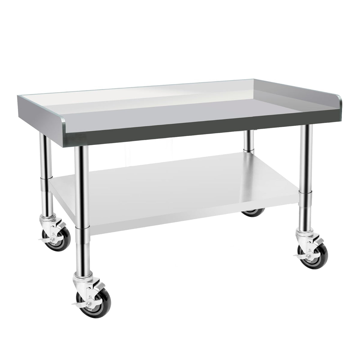 Hutioai Stainless Steel Worktable with Under Shelf & 360° Lockable Casters - Practical for Commercial Kitchens & Workshops (30 * 36 * 26in)