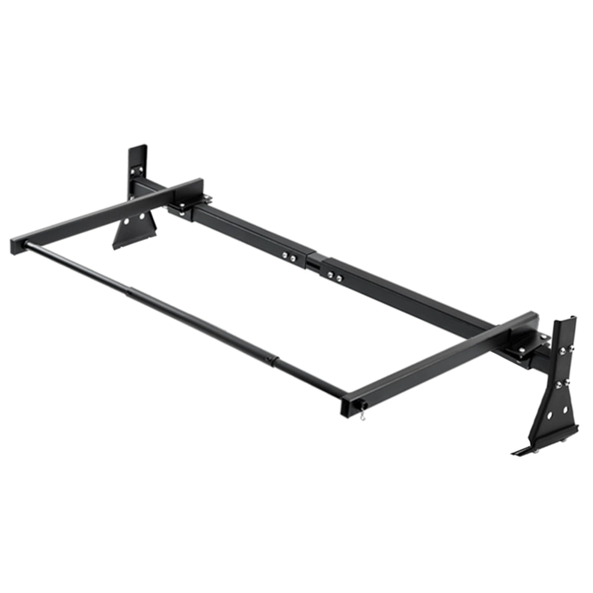 LMYYGOO Universal Van Ladder Rack with Rear Roller, Adjustable 57"-65" with Ladder Stoppers for Chevy Express 1500 2500 3500 Ford Econoline GMC Savana Full-Size, Fits Rain Gutter Vans, 800LB Capacity