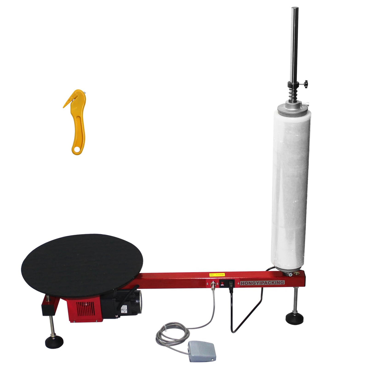 Electric Stretch Film Wrapping Machine,Stretch Film Dispenser Wrap Bench,Heavy Duty Film Wrapper Table Pallet Box Shrink for 12-28in Films,110V 25W