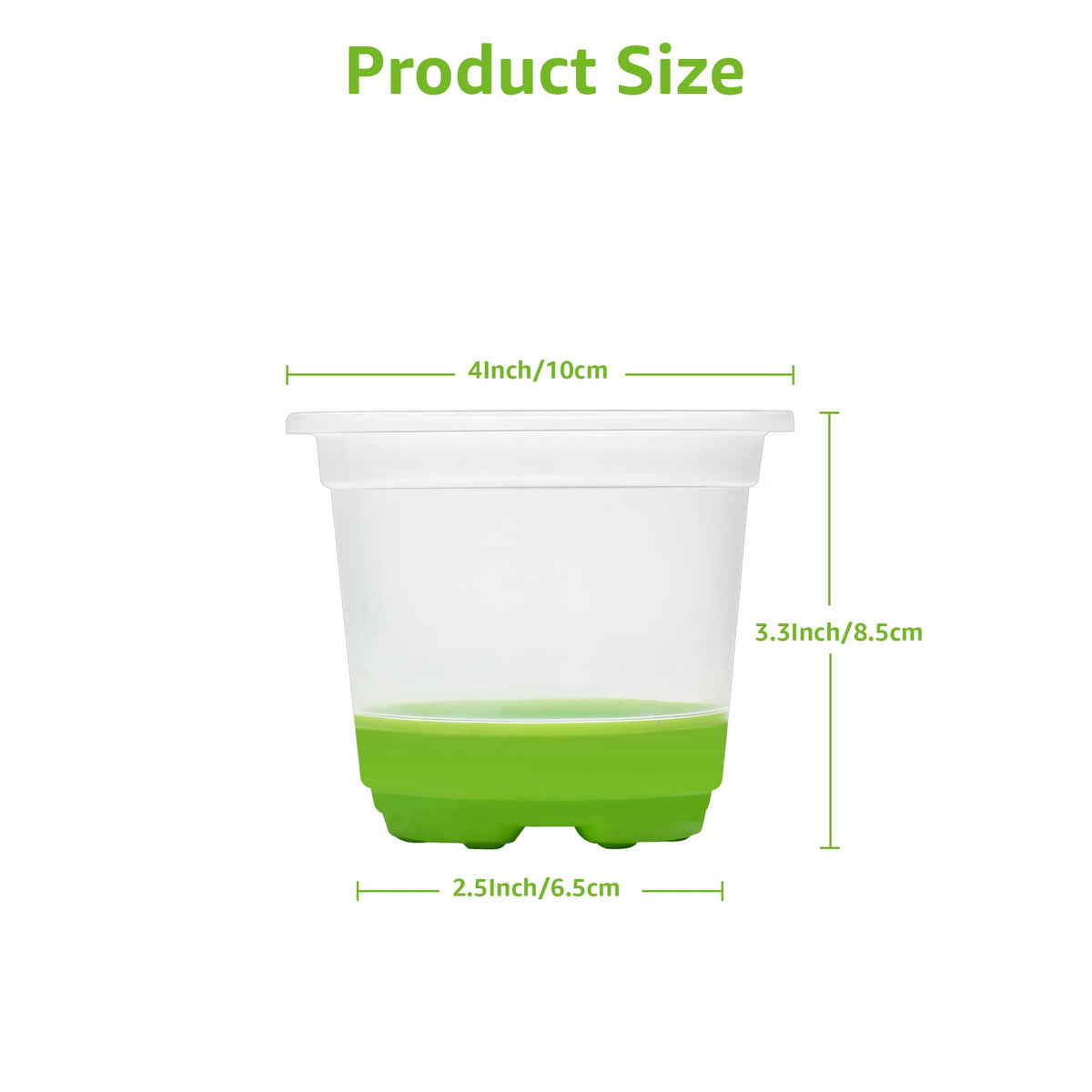 MIXC Thickened Clear Nursery Pots with Silicone Base for Easy Transplant 30 Packs 4 Inch, Transparent Plant Pot Reusable Seedling Pots for Vegetable Propagation, Root Cutting, Seed Starting, Green