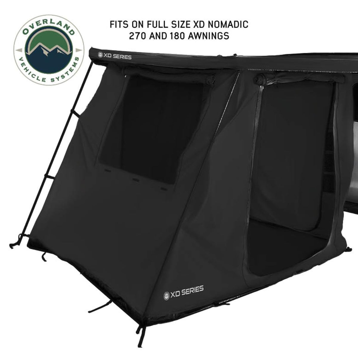 Overland Vehicle Systems - XD Nomadic 270/180 Awning Room Enclosure, Black Body, Black Trim (4 Walls & Floor)