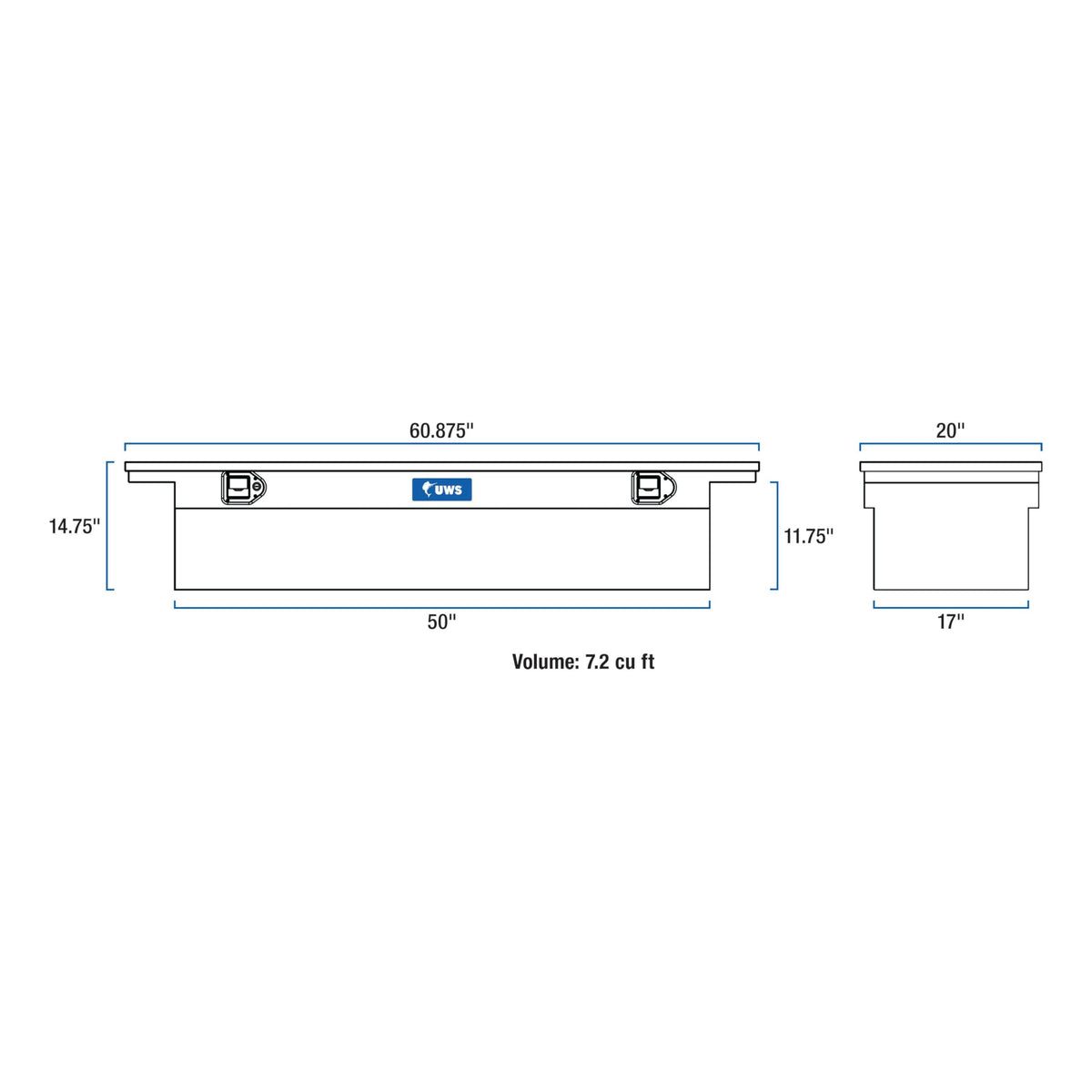 UWS EC10221 60-Inch Heavy-Wall Aluminum Truck Tool Box with Low Profile, RigidCore Lid