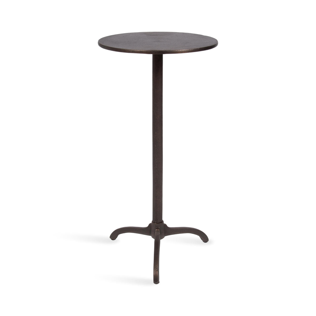 Kate and Laurel Henshall Mid-Century Metal Round Side Table, 12 x 12 x 24, Bronze, Sand Cast Aluminum Sculptural Indoor Plant Stand with Tripod Base for Use as End Table or Bedroom Nightstand