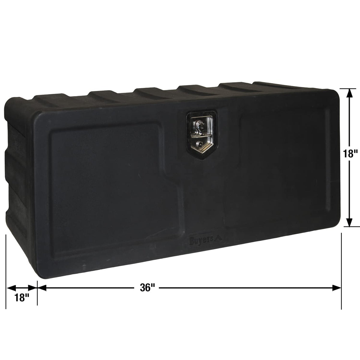 Buyers Products 1717105 Poly Underbody Truck Box, 18 x 18 x 36 in, Lightweight HD Poly Tool Box w/ Drop Door, 3-Point Locking Latch, Weather-Resistant Seal, Underbody or Surface Mount Truck Storage