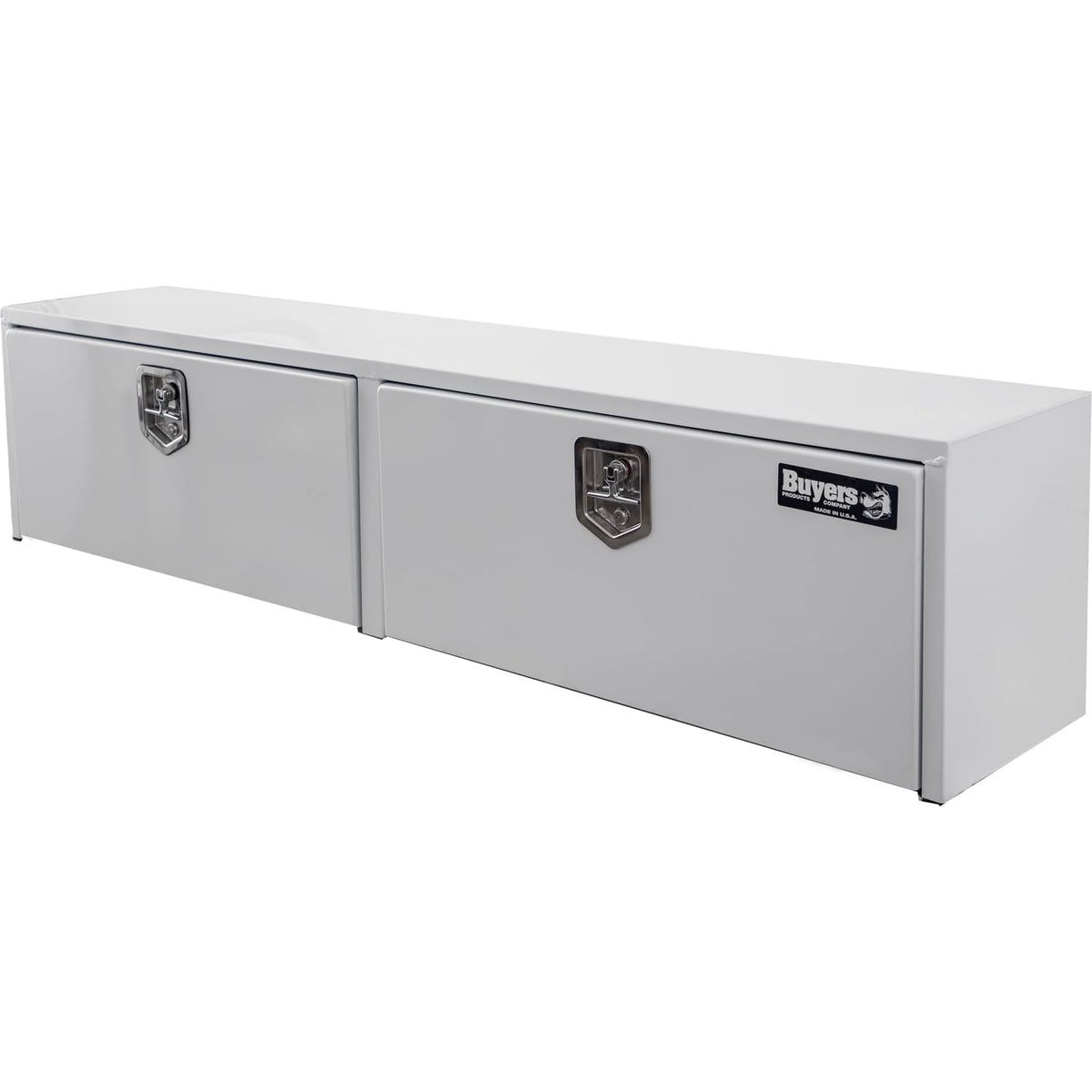 Buyers Products 1702895 White Steel Topsider Truck Box, 18 x 16 x 90 Inch, Heavy-Duty, Weather Resistant Storage for Professional Work Trucks, Made in USA
