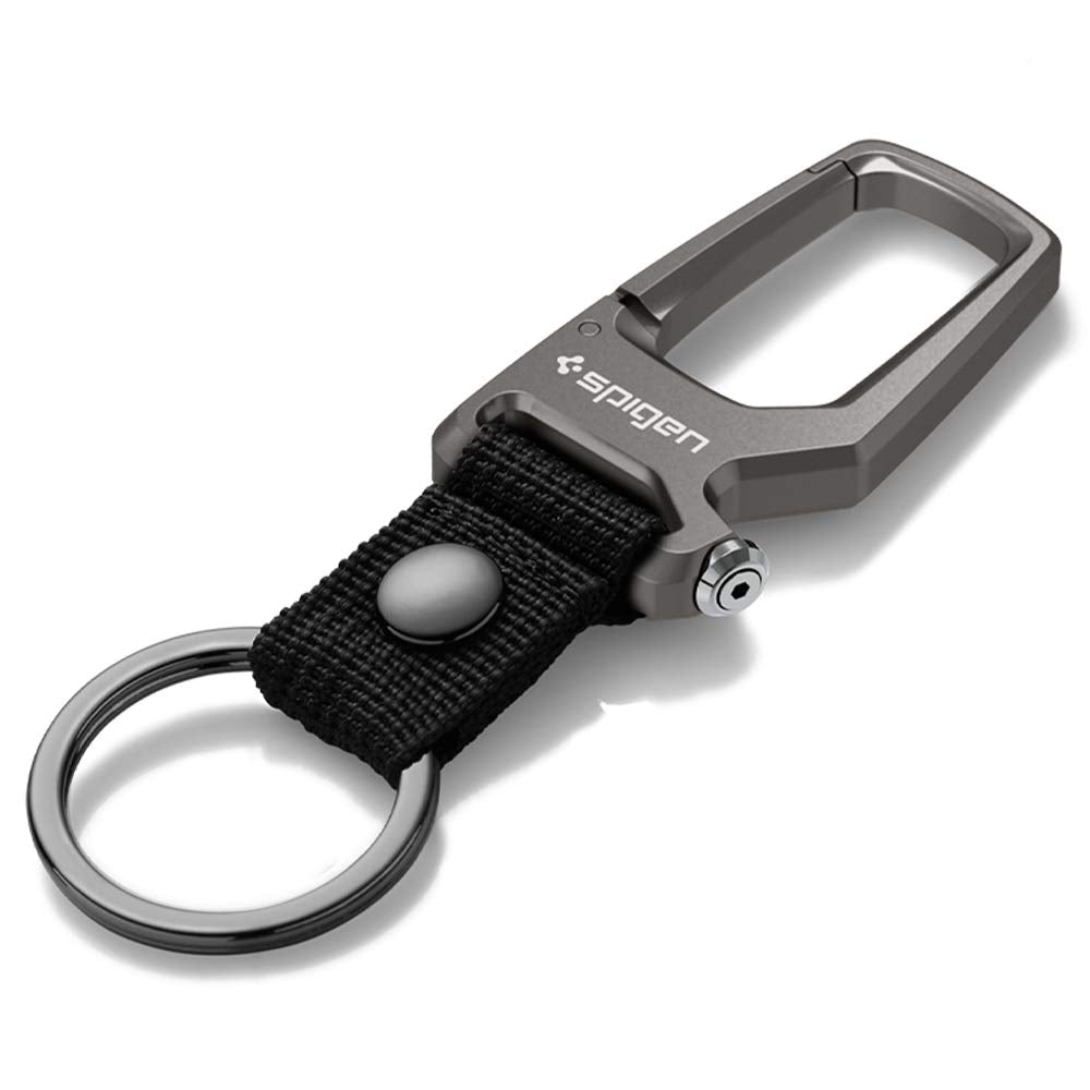 Spigen Life Carabiner Key Ring Clip, Car Keychain Clip, Bottle Opener Key Chain Ring for Men and Women (1-Pack) - Gunmetal