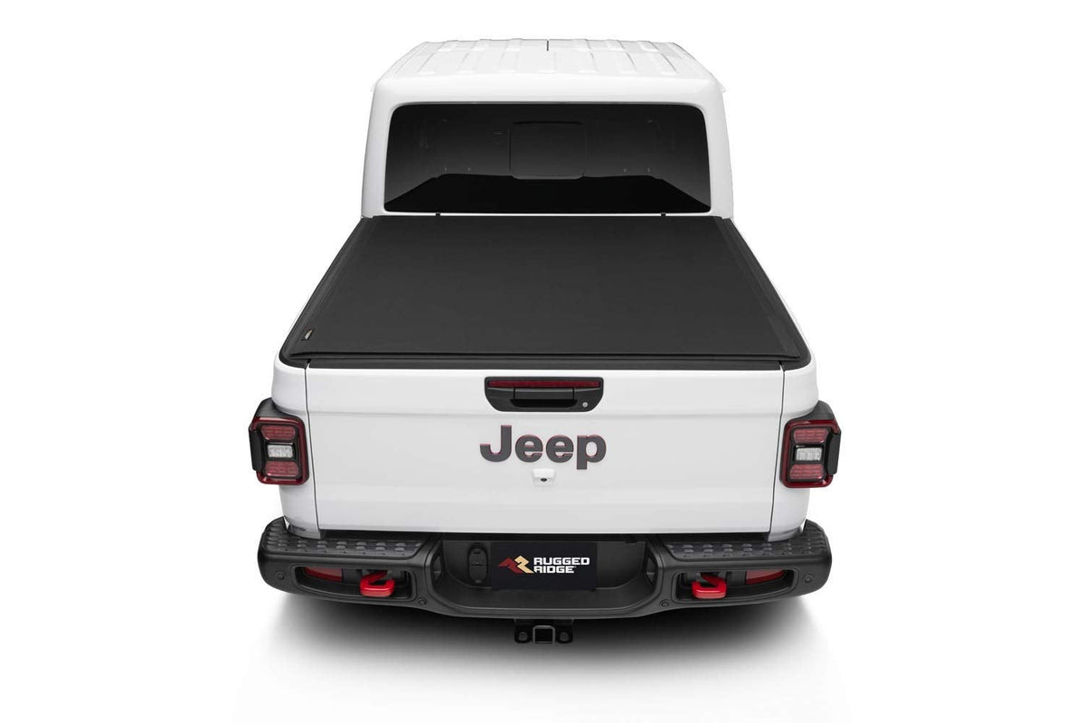 Rugged Ridge Armis Hard Rolling Tonneau Cover for Jeep Gladiator JT | Weather Resistant, Full Bed Access | 13550.23 | Fits 2020-2025 Jeep Gladiator JT with or without Trail Rails